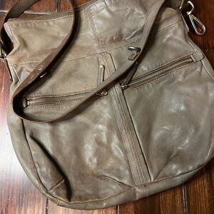 Putty/grey color Banana Republic Crossbody Leather Bag